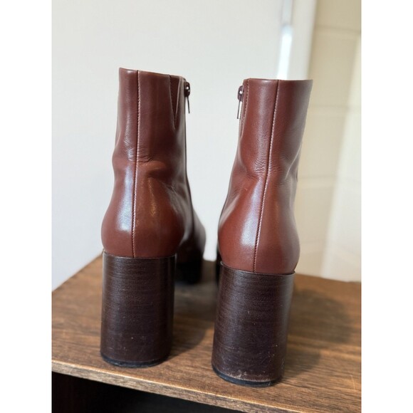 VANELI Valeke Women's Boots Brown Cognac Leather Square Toe Comfort 10 Luxury - Picture 5 of 9